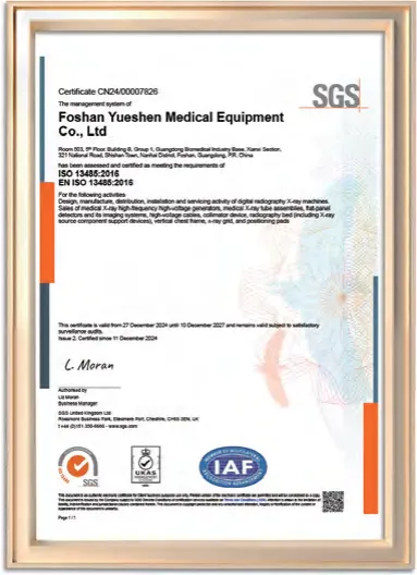 Certificat d'équipement mortuaire YSENMED