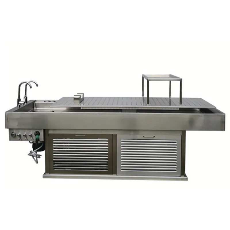 Mesa de autopsias de acero inoxidable