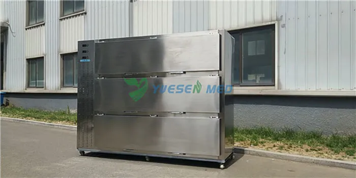 Custom Side-Open 3-Drawer Mortuary Freezer Delivered to Client